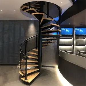 澳大利亚风格高品质时尚钢铁螺旋楼梯木质胎面浮动木质楼梯直楼梯