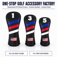 Housse de tête de club de golf personnalisée en cuir PU brodé pour Driver, Fairway, Hybride – Accessoires en gros, Logo OEM, Coffret cadeau souple