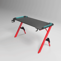 Table de jeu PC professionnelle moderne multifonctionnelle en bois avec éclairage LED et porte-gobelets pour bureaux