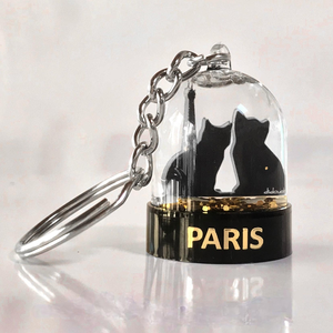 Porte-clés personnalisé boule <span class=keywords><strong>de</strong></span> neige Cat & Tour Eiffel Snowglobe <span class=keywords><strong>Paris</strong></span> Porte-clés souvenir pour cadeau - Product Image 4