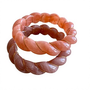 Ensembles de bracelets joncs de luxe en résine torsadés plaqués or, élégants, en acrylique bleu, noir, gris, bijoux de mode unisexe, cadeaux de mariage - Product Image 3
