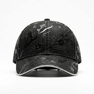 Elite <b>Black</b> 3D Embroidery <b>Baseball</b> <b>Cap</b> Premium Cotton 6 Panel Adjustable Sports Fashion Hat Custom OEM - Product Image 4