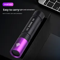 Lampe torche de camping en alliage d'aluminium à LED UV 365nm avec miroir noir et lumière violette, rechargeable par USB, ultra-mince, pour bijoux, jade et collection de pièces de monnaie