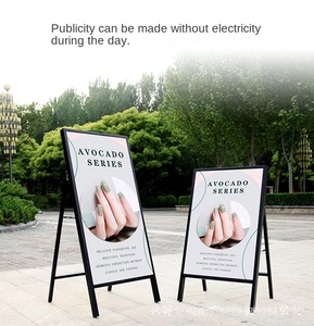 Afficheur <span class=keywords><strong>LED</strong></span>, panneau d'affichage, verre trempé, cadre métallique pliable, support de sol, station de recharge mobile verticale, boîte lumineuse, publicité - Product Image 2