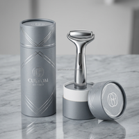 Tube en papier personnalisé avec estampage argenté pour outils de beauté de luxe et rouleaux faciaux électroniques, avec emballage cadeau haut de gamme