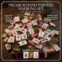 Tuiles de Mahjong Américain en Acrylique à Motif Faunaire avec Tapis de Mahjong Imprimé Assorti (Seulement le Tapis)