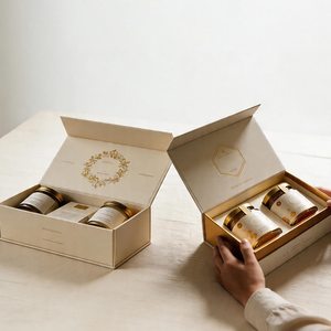 Boîte en papier rigide de luxe pour l'emballage de produits nourrissants, type de conception d'impression sur mesure, miel alimentaire, <span class=keywords><strong>2</strong></span> pots, cadeau de luxe, nid d'oiseau - Product Image 1