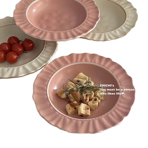 Plato de ensalada coreano de porcelana con patrón sólido bajo esmalte, redondo de 9 pulgadas, diseño minimalista, apto para microondas, estilo roca oriental - Product Image 3