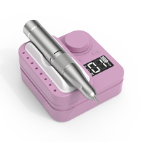 Perceuse à ongles professionnelle ergonomique légère à moteur à balais en carbone, faible bruit, durable, 35000 tr/min, portable et rechargeable avec rangement