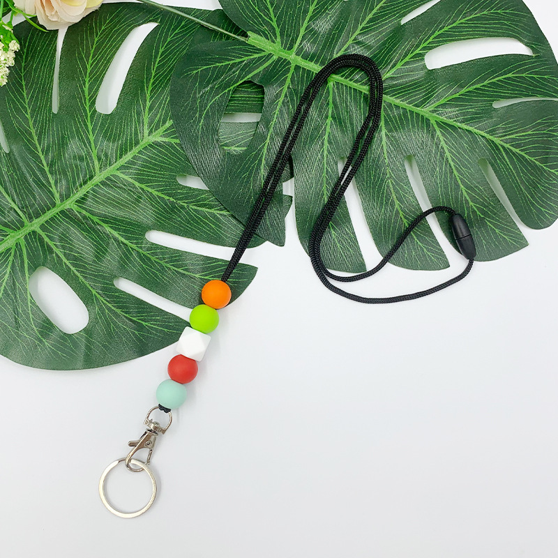 Wofish Handmade Silicone Bead Be Kind Sunflower Teach Lanyard Keychain Teacher Letter Pencil Lanyard for Teach Gift