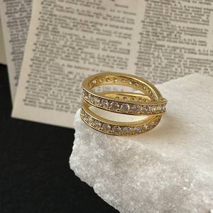 Bague en argent pur S925, luxe léger, simple, croix, romantique, vintage, italienne, micro-incrustée, design de niche, tendance, micro-incrustée - Product Image 1