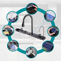 Évier cascade multifonction intelligent moderne de haute qualité en acier inoxydable 304, fait main, à poser sur comptoir de cuisine