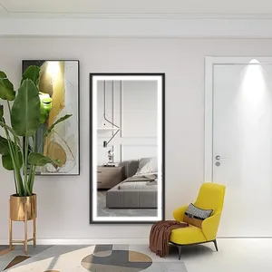Miroir rectangulaire surdimensionné à LED 3 couleurs avec cadre en alliage d'aluminium pour salle de sport/yoga/chambre - Vente flash - Product Image 5