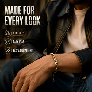 Bracelet tendance minimaliste pour homme, maillons Figaro et cubains, en acier inoxydable poli, couleur argent, avec extension réglable, style streetwear - Product Image 2