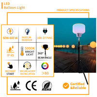 Lumière LED RGB pour ballon OEM ODM, portable, IP65, pour extérieur, jardin, urgence, camping, construction, événementiel, éclairage à 360°