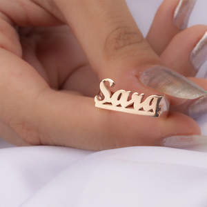 High Light Luxury Fashion Trend Custom Signet <strong>Personalised</strong> Engraved Letter <strong>Name</strong> Stain Steel <strong>Rings</strong> Women - Product Image 4