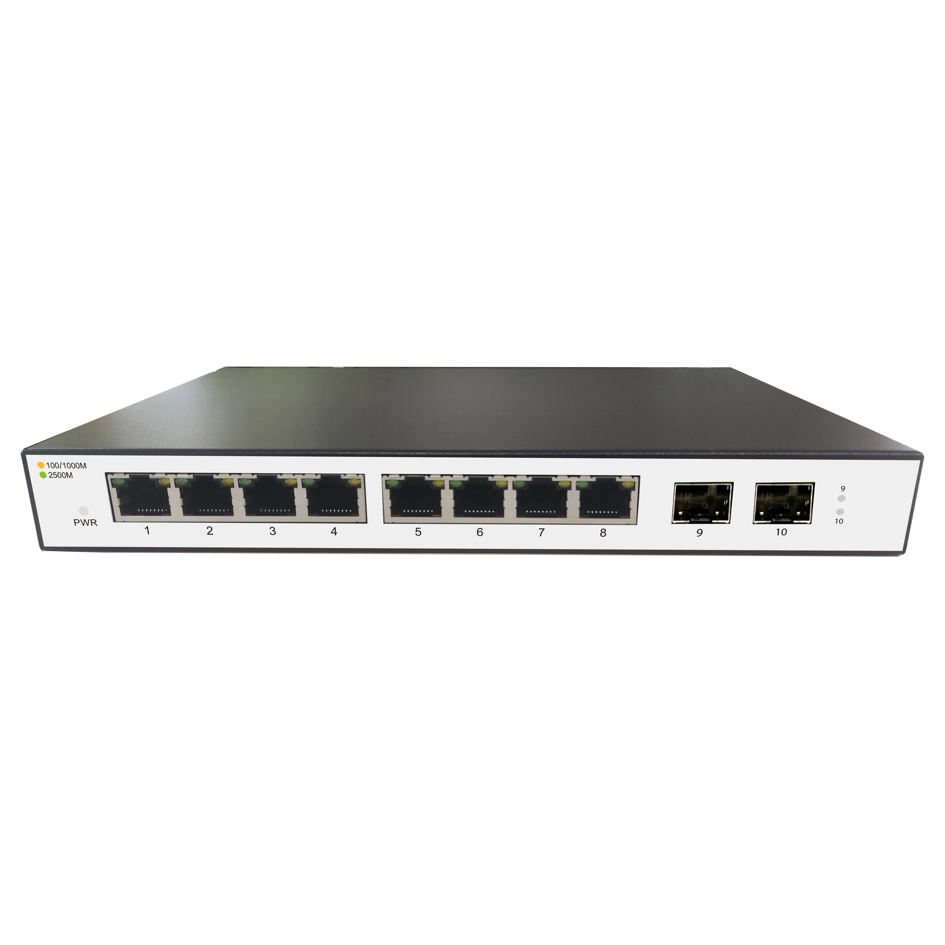 Fabrika fiyat 10 port anahtarı 10G Uplink 2.5G Ethernet ağ anahtarı DC 12V 1A