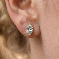 LEPAI – boucles d'oreilles en Moissanite de couleur D VVS, coupe Marquise, en argent Sterling 925, ton or, bijoux fins pour femmes, élégants pour mariée