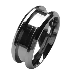 Macho gioielli di alta qualità 8MM 1 canale anello in titanio spazi vuoti per intarsio all'ingrosso a buon mercato