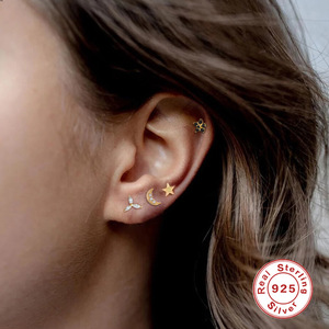 R.Gem. 18G 925 Sterling Silver Simple Tiny Dainty Dainty Lobe Helix cartilagine Stud Piercing Labret Tragus <span class=keywords><strong>orecchini</strong></span> - Product Image 3