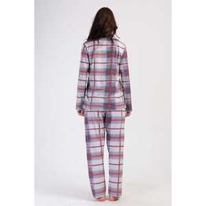 Ensemble de pyjama pour femmes XXL à manches longues avec boutons, chemise à col ovale et jupe - Vêtements de nuit - Product Image 1