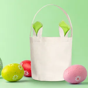 Magazzino della cina degli Stati Uniti fornito in tela bianca di pasqua regalo borsa riutilizzabile Easter Bunny sacchetti cesti per uova