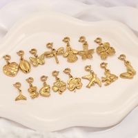 Pendentif DIY en Acier Inoxydable 316L Plaqué Or 18K pour Filles Libellule Cheval Insecte Fleur Série Collier Zircon Bijoux à la Mode