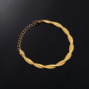 Pulsera de cadena plana unisex de acero inoxidable con extensión, tobillera de 2mm, 2.5mm, 3mm, pulseras gruesas de doble capa, regalo de joyería - Product Image 1