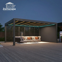 Auvent bioclimatique imperméable Zemscape, couverture imperméable à l'eau, toit à lamelles, pavillon à lamelles, auvent extérieur en aluminium