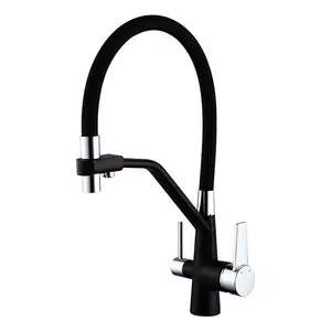 Fancy Black Colored Water Faucet Brass Single Hole Basin Faucet Multi Water Modes Kitchen Sink Tap on Counter Top