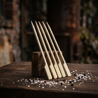 Brochettes jetables en bambou pour barbecue – Ensemble d'outils de camping et de barbecue d'extérieur avec logo personnalisé, plus de 12 pièces, faciles à nettoyer et soudées