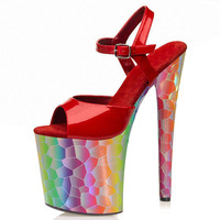 Nouveau modèle de sandales à talons hauts pour défilé de mode, couleur du talon 20 cm, plateforme épaisse, sexy, pole dance, gothique, grande taille, sandales pour travestis