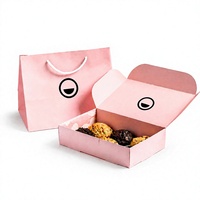 Ensemble de boîtes à pâtisserie roses personnalisées et de sacs en papier, carton alimentaire, emballage cadeau pour pâtisserie, impression de logo