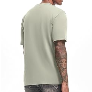 T-shirt Homme Uni Col Rond Manches Courtes Coupe Classique Décontracté en Coton Jersey Sérigraphié Séchage Rapide Teint Uni Design Vierge - Product Image 3
