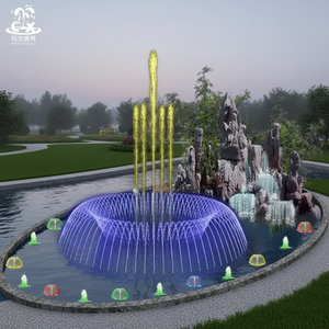 Fuente de Agua Metálica para Exteriores con Luces LED de Colores, Venta Directa de Fábrica, Acero Inoxidable - Product Image 1