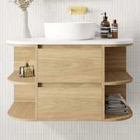 Meuble de salle de bain mural minimaliste moderne avec étagères à double ouverture latérale, meuble de rangement de salle de bain gain de place