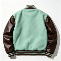 Blouson universitaire tendance 2026 de haute qualité OEM pour homme, en cuir, personnalisé avec broderie mixte et applique chenille, style bomber Letterman