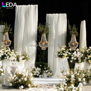 LEDA white Romantic Style Hanging Wedding <b>Drapes</b> Ceiling Decoration Chiffon Sheer <b>Curtain</b> Reception - Product Image 4