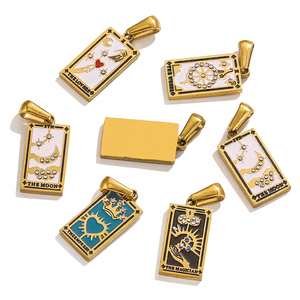 Edelstahl <span class=keywords><strong>Tarot</strong></span> Halskette Charms für Schmuck herstellung Anlauf frei Bunte <span class=keywords><strong>Tarot</strong></span> Anhänger DIY Moon Sun Lovers Anhänger - Product Image 2