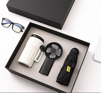 Coffret Cadeau d'Affaires Promotionnel Personnalisé avec Logo : Gobelet en Acier Inoxydable, Batterie Externe, Parapluie – Coffret Cadeau 3-en-1 avec Impression Letterpress Bona