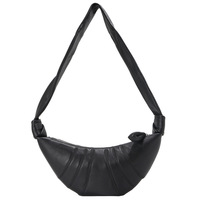 Sac Croissant Sophistiqué en Cuir d'Agneau Première Couche de Qualité Supérieure ; Style Urbain Décontracté et Pratique pour le Travail