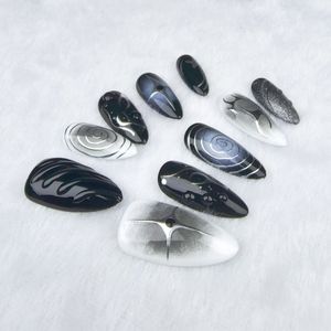 Alta calidad azul almendra Metal cromo <span class=keywords><strong>efecto</strong></span> pintado a mano <span class=keywords><strong>uñas</strong></span> postizas de la oscuridad - Product Image 2