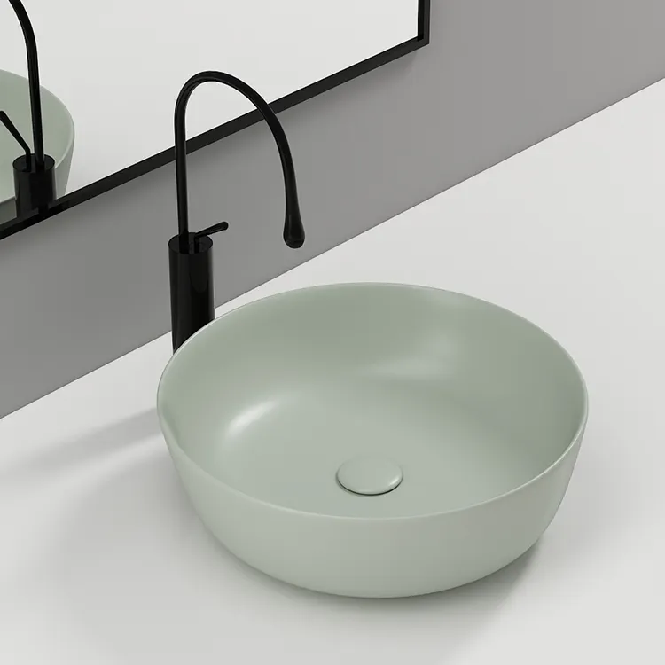 Lavabo da bagno in ceramica con design in marmo bianco ellisse a forma di uovo