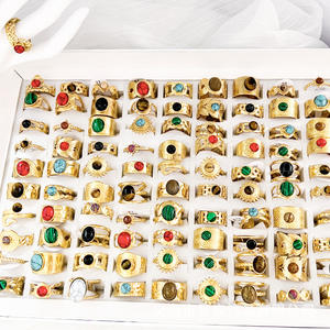 MW Wholesale Factory Directly Non Fading Mix Styles Retro Stones <strong>Rings</strong> Stainless Steel <strong>Moissanite</strong> Adjustable <strong>Men</strong> Women <strong>Rings</strong> - Product Image 3