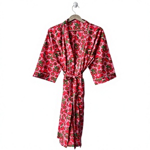 Robe pour femme à imprimé tomate, manches courtes, col mandarin, longueur intégrale, vêtement décontracté, 100% coton, doux et léger, vêtements de nuit d'été - Product Image 1