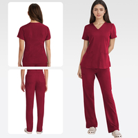 V-Hals 4-Way Stretch Verpleegster Uniform Vrouw Scrubs Uniformen Sets Custom Logo Duurzame Ademende Arts Verpleegster Outfits