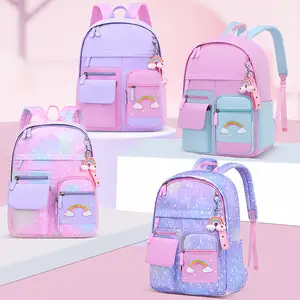 Kustom kapasitas besar warna-warni Pink gadis remaja tas sekolah siswa tas punggung anak-anak untuk sekolah anak-anak