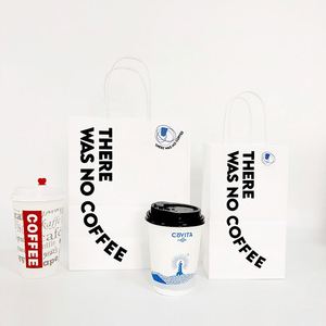 Hot Sale Recycled Materials White Kraft Paper <b>Bags</b> with Handles Custom Logo for Sushi Pizza Champagne Milk Takeaway Takeout - Product Image 2