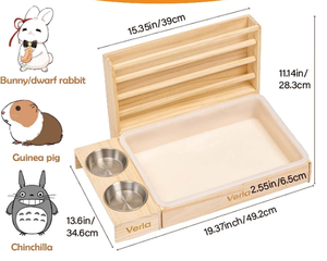 FSC râtelier à <span class=keywords><strong>foin</strong></span> lapin Hamster mangeoire en bois toilette Combo mangeoire bac à litière bols lapin mangeoire à <span class=keywords><strong>foin</strong></span> - Product Image 4