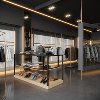 Usine directe magasin de vêtements étagère en bois luxe complet magasin affichage meubles design personnalisé peinture blanche double pont île